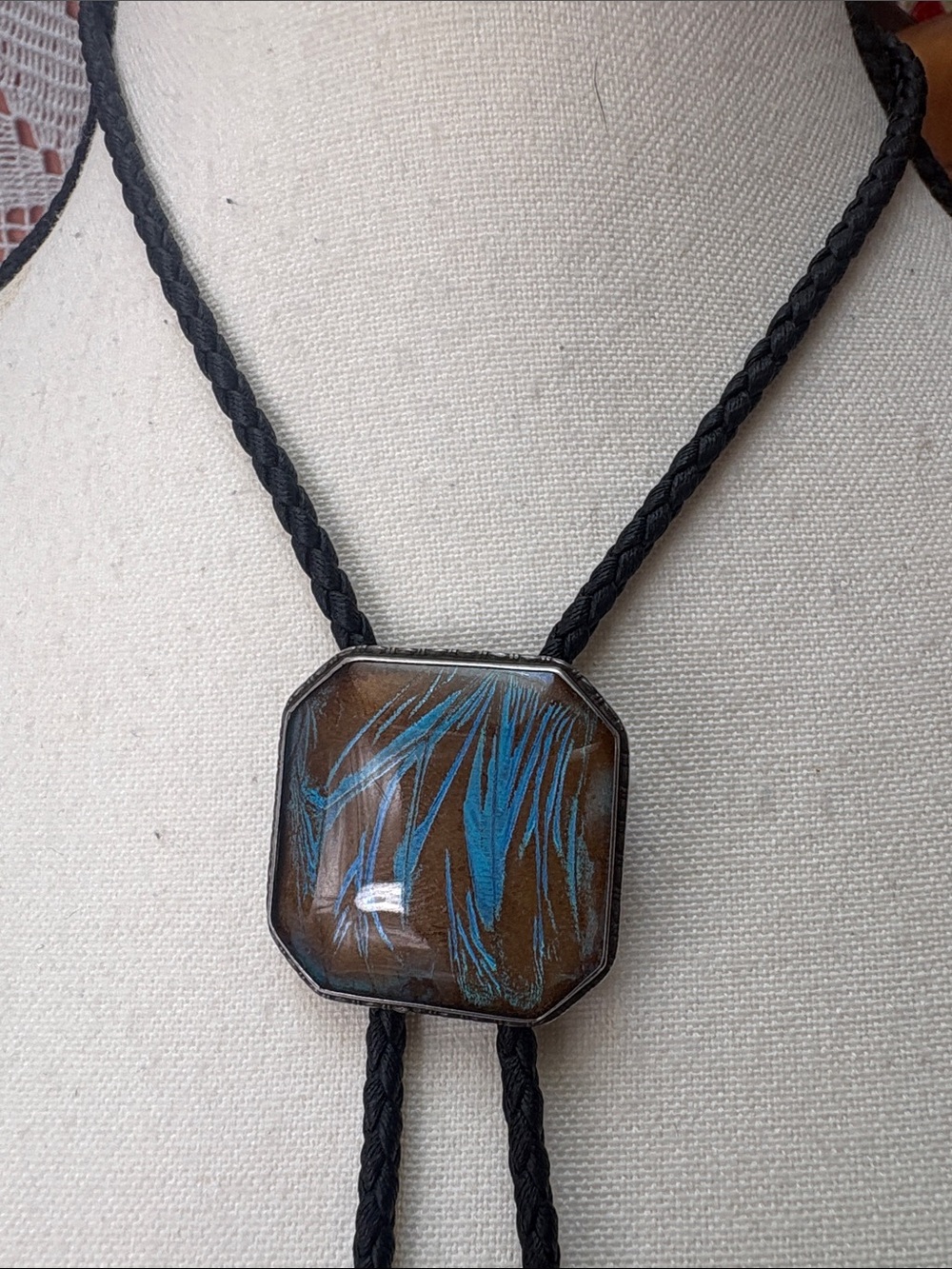 Upcycled Victorian Sterling Butterfly Wing Bolo Tie